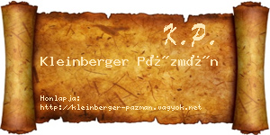 Kleinberger Pázmán névjegykártya